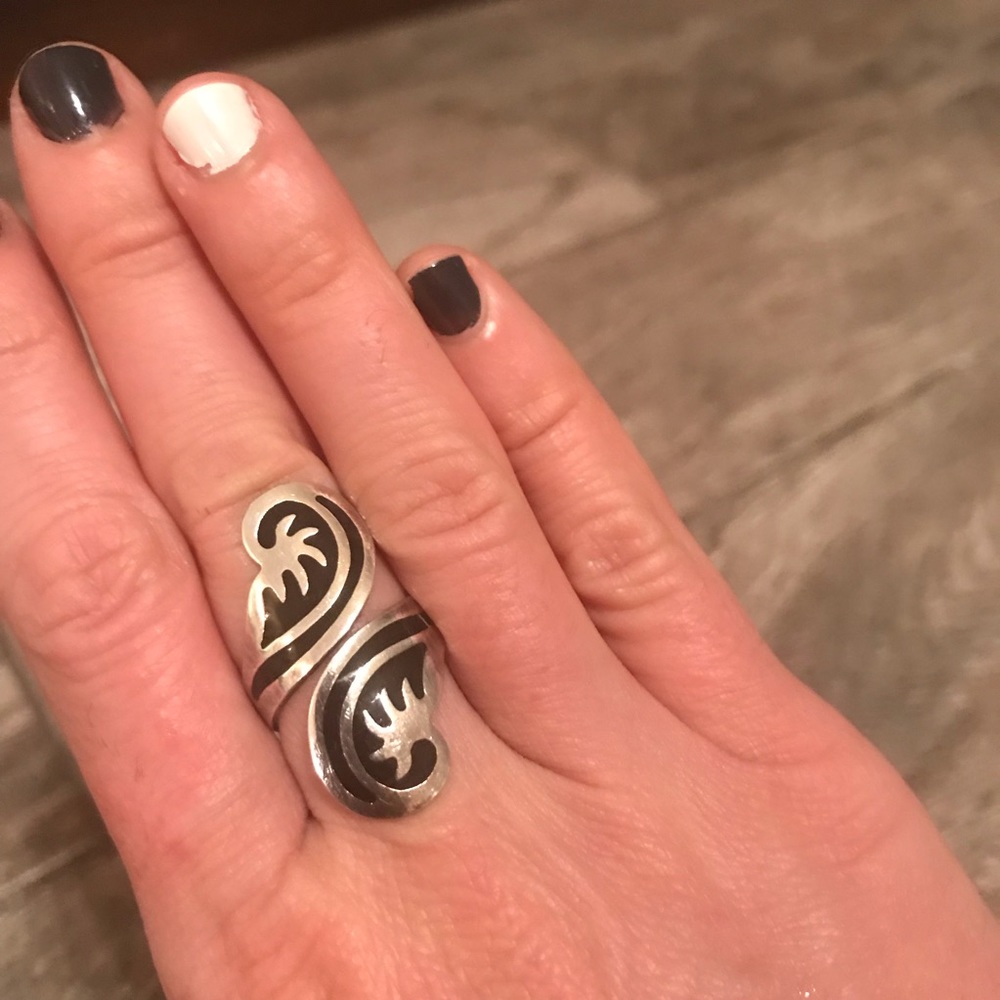 Onyx sterling silver ring cuff Mexico